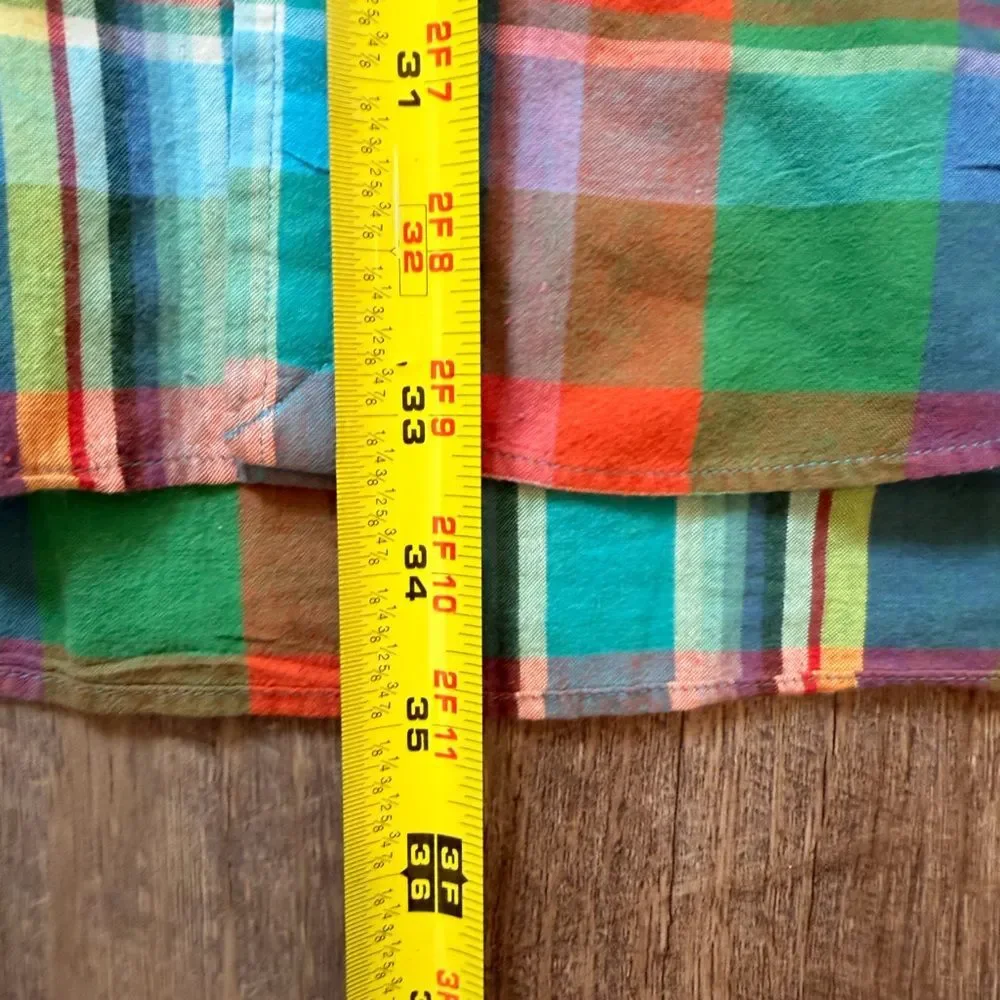Ralph Lauren Blake Button Up Shirt Green Orange Blue Plaid Preppy Top Size M - Picture 8 of 10
